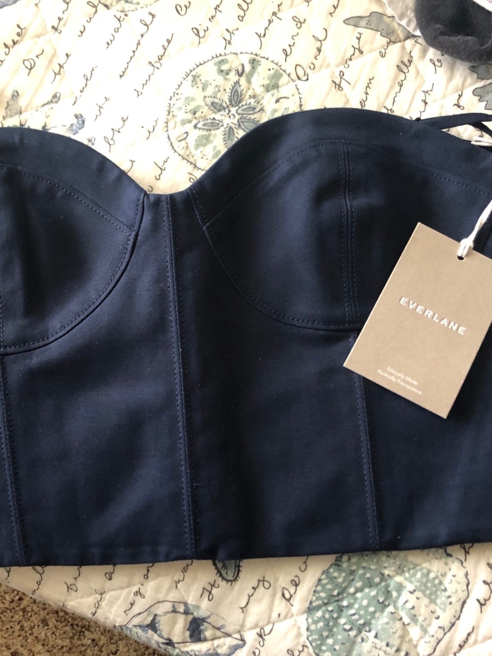 NWT Everlane Blue Crop Corset Top Structured Bustier Size 12